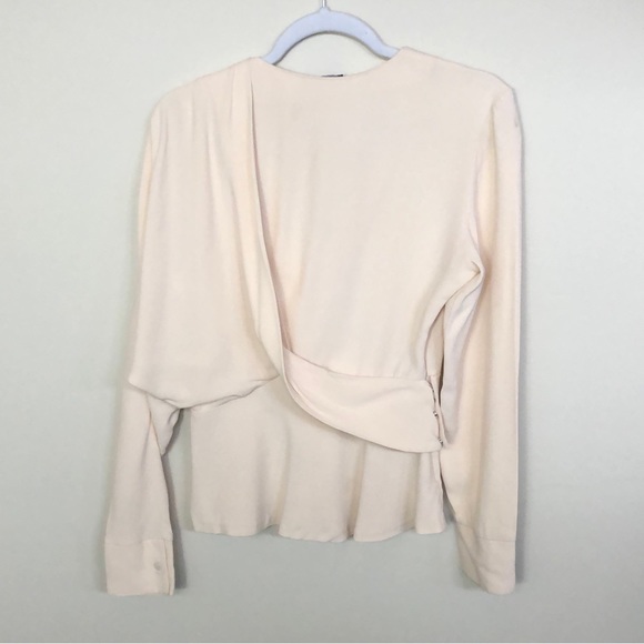 ATLEIN Draped Peplum Blouse Asymmetric Cream FLAWS 36/US6 - Picture 3 of 15